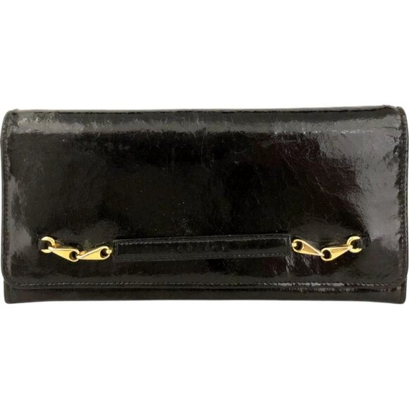 022130BS (L1) Celine Wallet Long Patent Black Leather - Picture 1 of 10